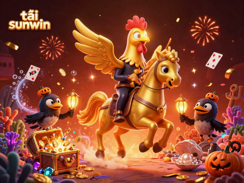 Experience the thrill of gaming with tải sunwin, featuring fun characters in a dynamic casino scene.
